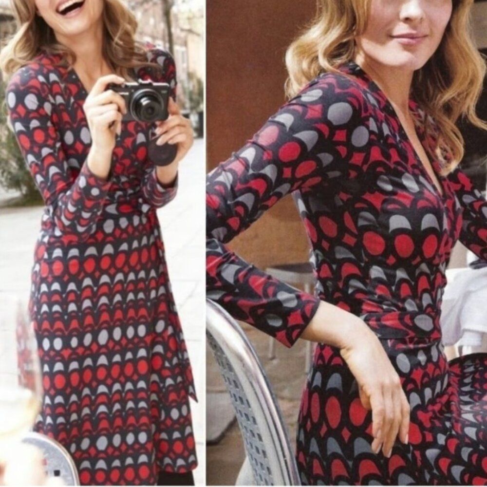 Boden Elodie Jersey Wrap Dress Oak Leaf Print size 4